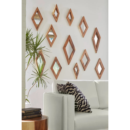 Diamond Chamcha Wood Mirror by Phillips Collection in beige. Made from wood in a eclectic & global style.