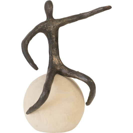 Pointing Seated Figure by Phillips Collection in beige, bronze. Made from metal, wood in a eclectic & global style.