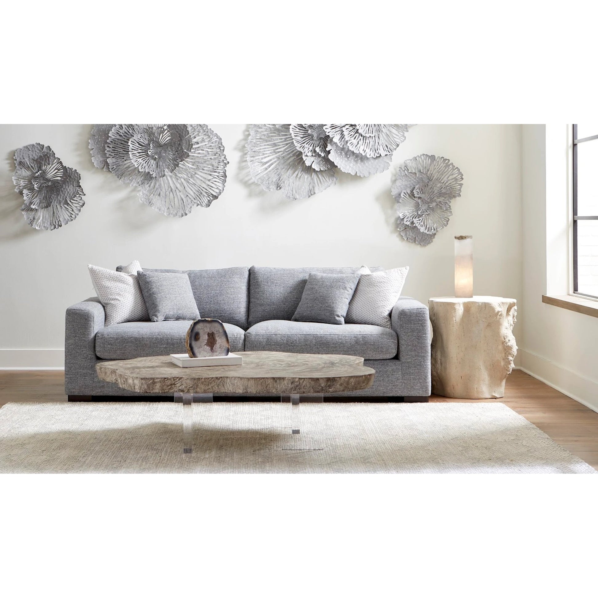 Floating Coffee Table with Acrylic Legs by Phillips Collection. Made from wood, chamcha wood acrylic in a modern style.