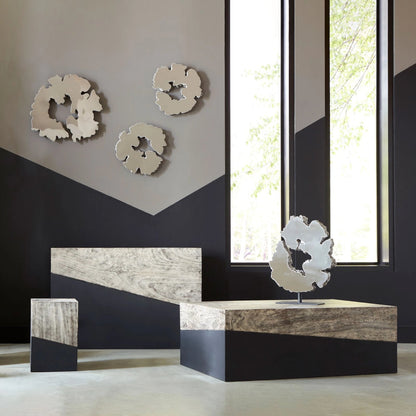Geometry Rectangular Coffee Table by Phillips Collection in gray stone. Made from unique in a rustic style.