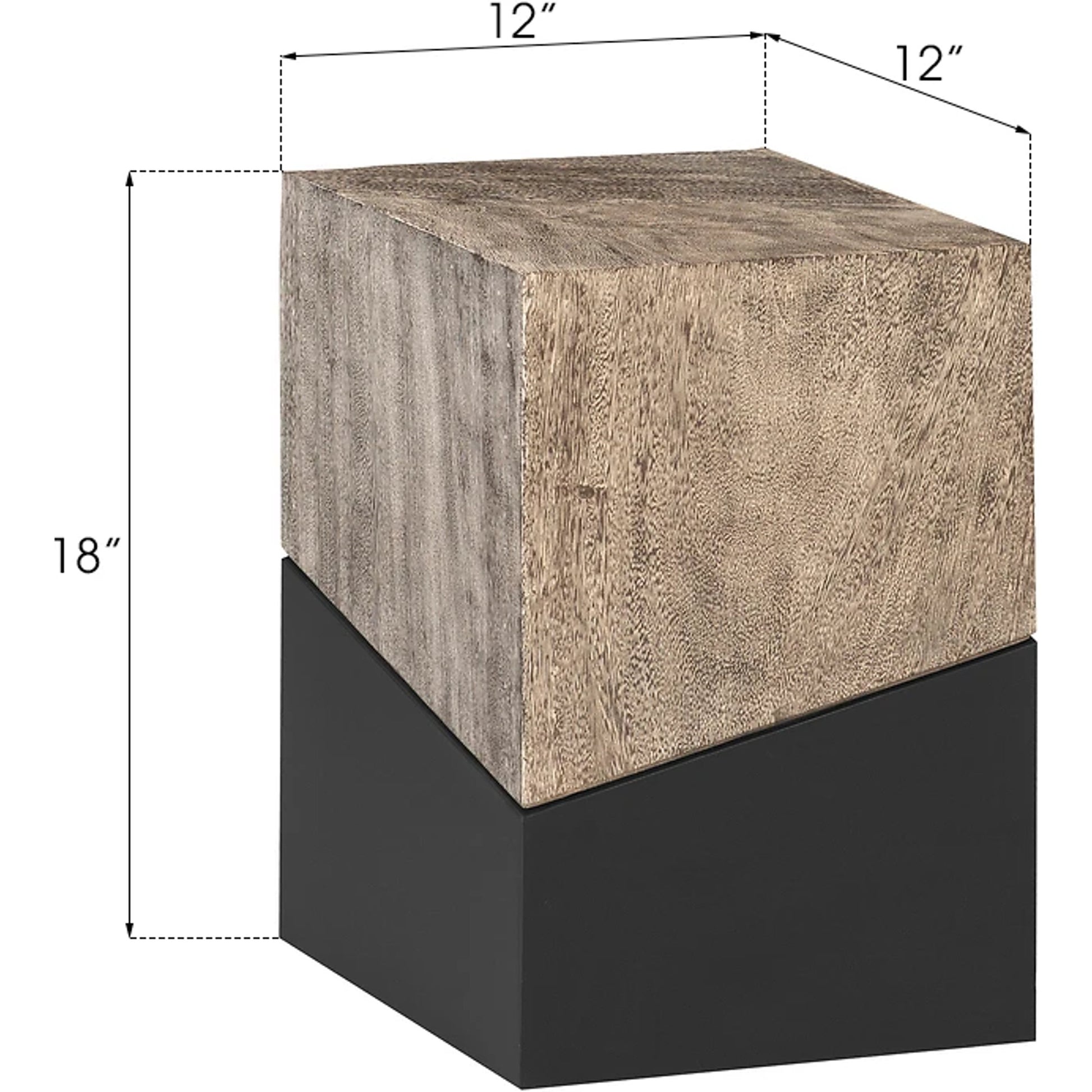 Geometry Side Table by Phillips Collection in gray stone. Made from wood in a rustic style.