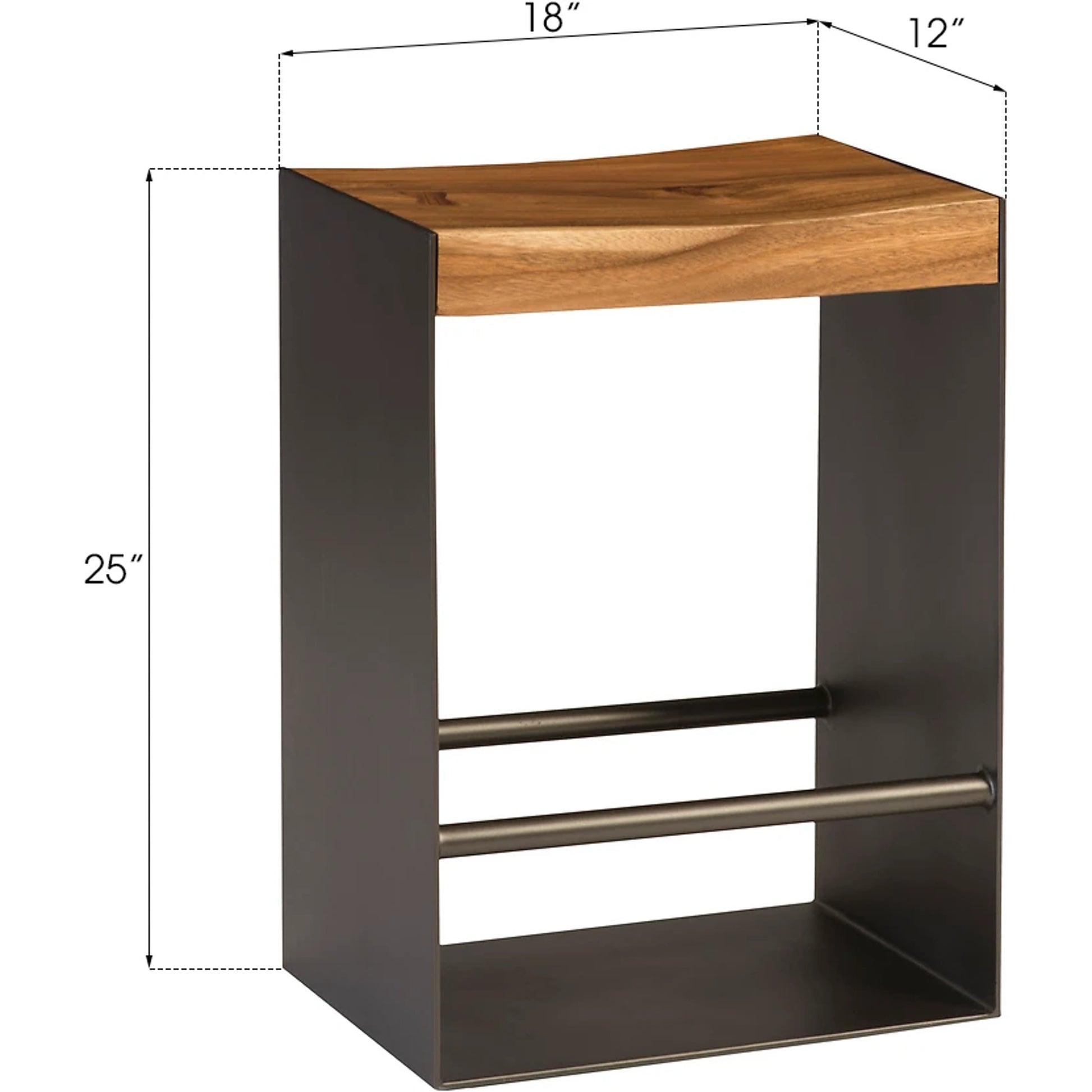 Iron Frame Counter Stool by Phillips Collection in black, brown. Made from wood in a modern style.