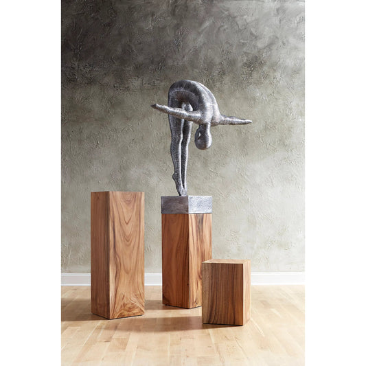 Origins Pedestal by Phillips Collection in gray stone. Made from wood in a eclectic & global style.