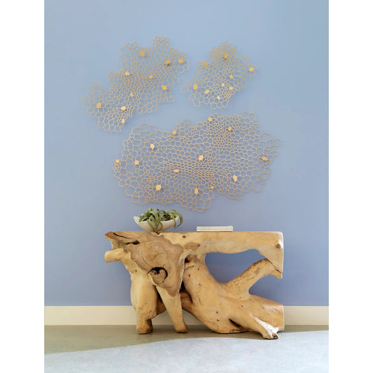 Honeycomb Wall Art by Phillips Collection in brown and brass. Made from metal in a modern style.