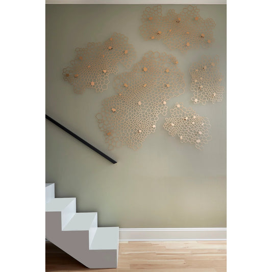 Honeycomb Wall Art by Phillips Collection in brown and brass. Made from metal in a modern style.