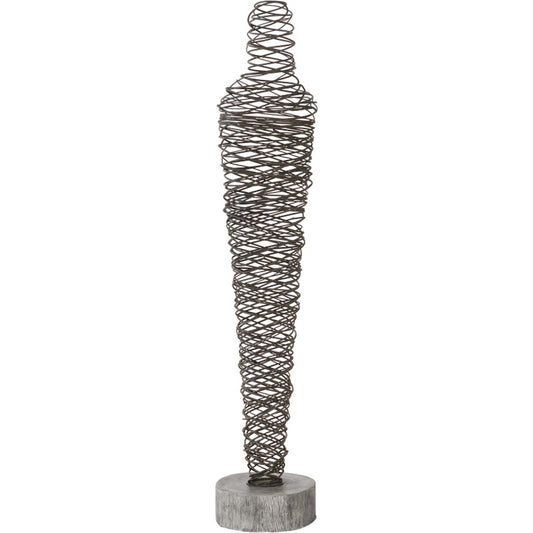 Abstract Wire Man Floor Sculpture by Phillips Collection in gray. Made from metal, wood in a eclectic & global style.
