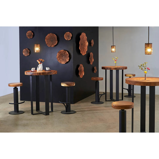 Chuleta Bar Table on Black Metal Base by Phillips Collection in gray stone. Made from unique in a modern style.