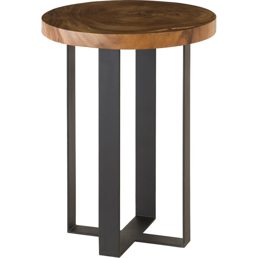Chuleta Bar Table on Black Metal Base by Phillips Collection in gray stone. Made from unique in a modern style.