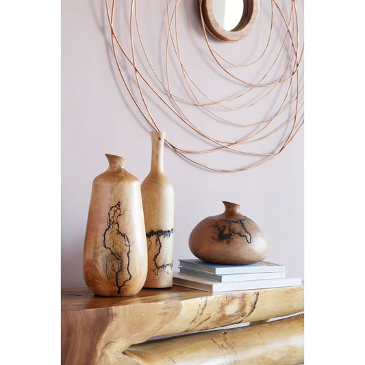 Lightning Tapered Bottle by Phillips Collection in brown and charred, natural. Made from wood in a eclectic & global style.