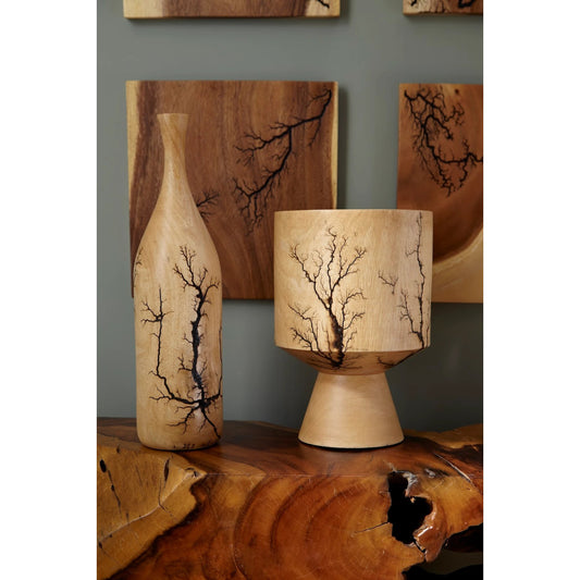 Lightning Rounded Bottle by Phillips Collection in brown and charred, natural. Made from wood, mango in a eclectic & global style.