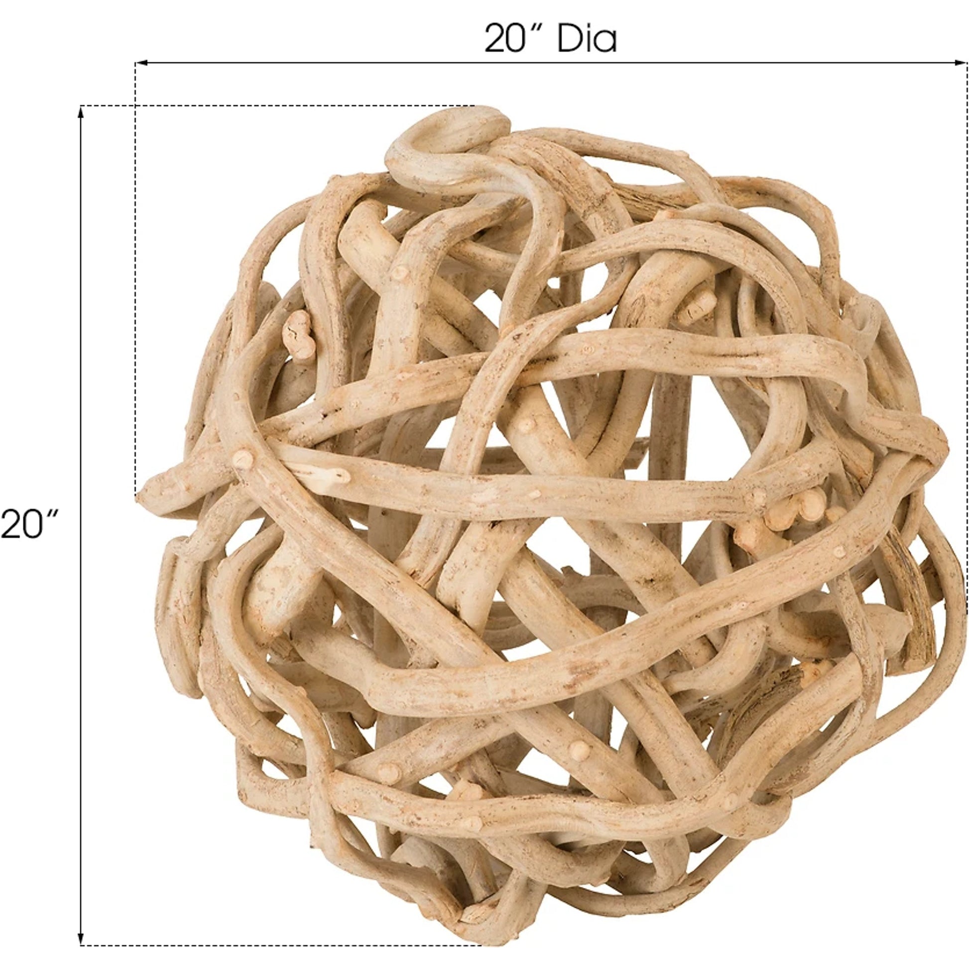 Vine Ball by Phillips Collection in natural. Made from wood in a coastal style.