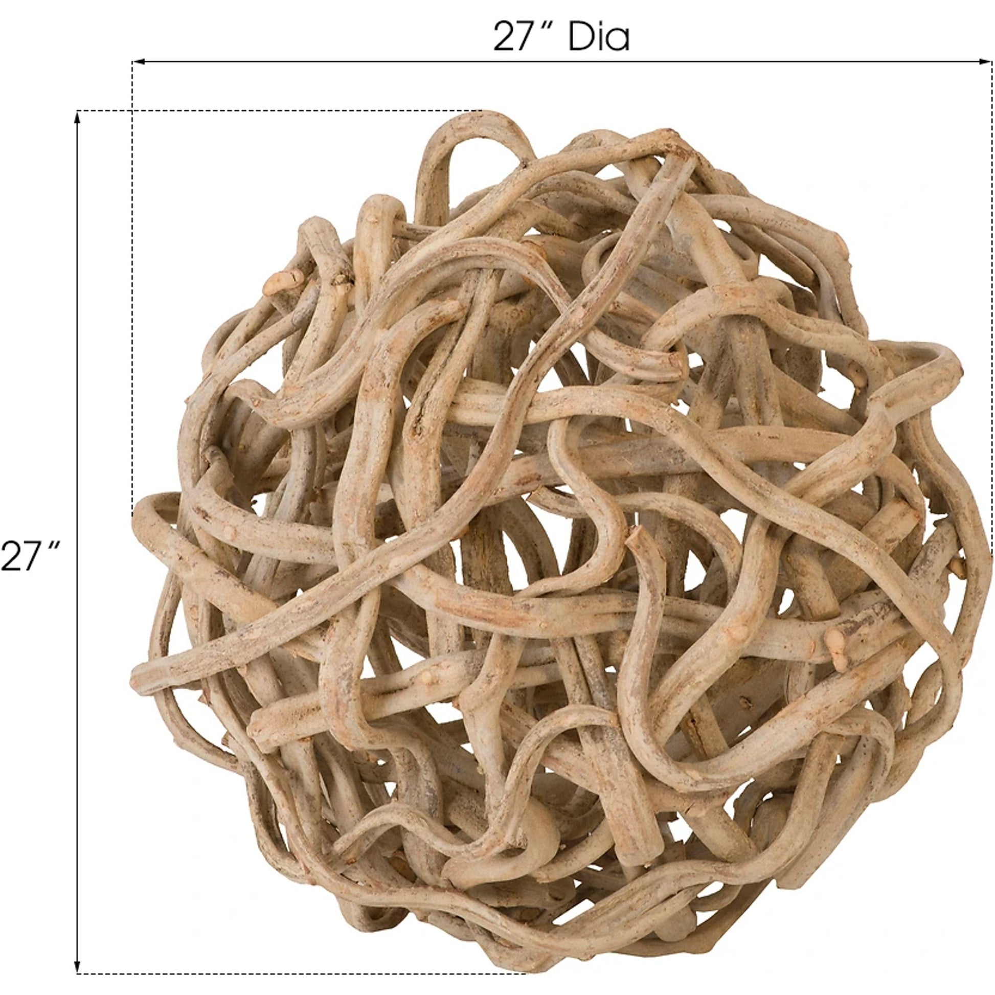 Vine Ball by Phillips Collection in natural. Made from wood in a coastal style.