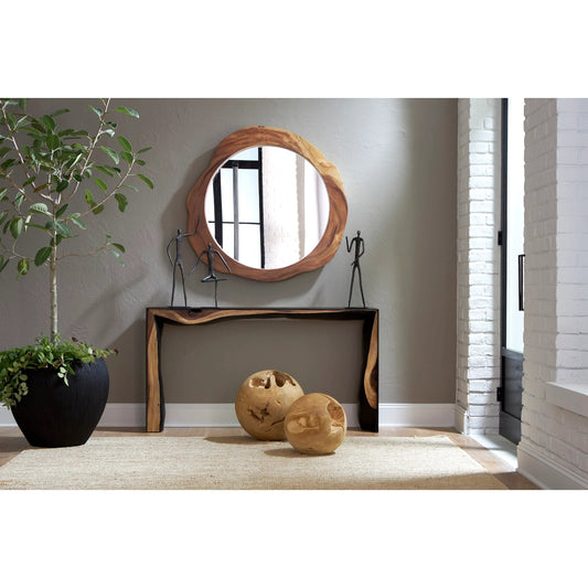 Freeform Mirror by Phillips Collection in brown. Made from wood, chamcha wood in a eclectic & global style.