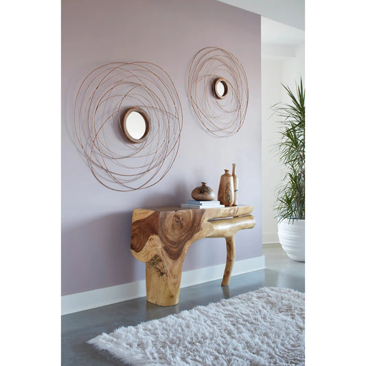 Nest Mirror by Phillips Collection in brown and copper, natural. Made from wood in a modern style.
