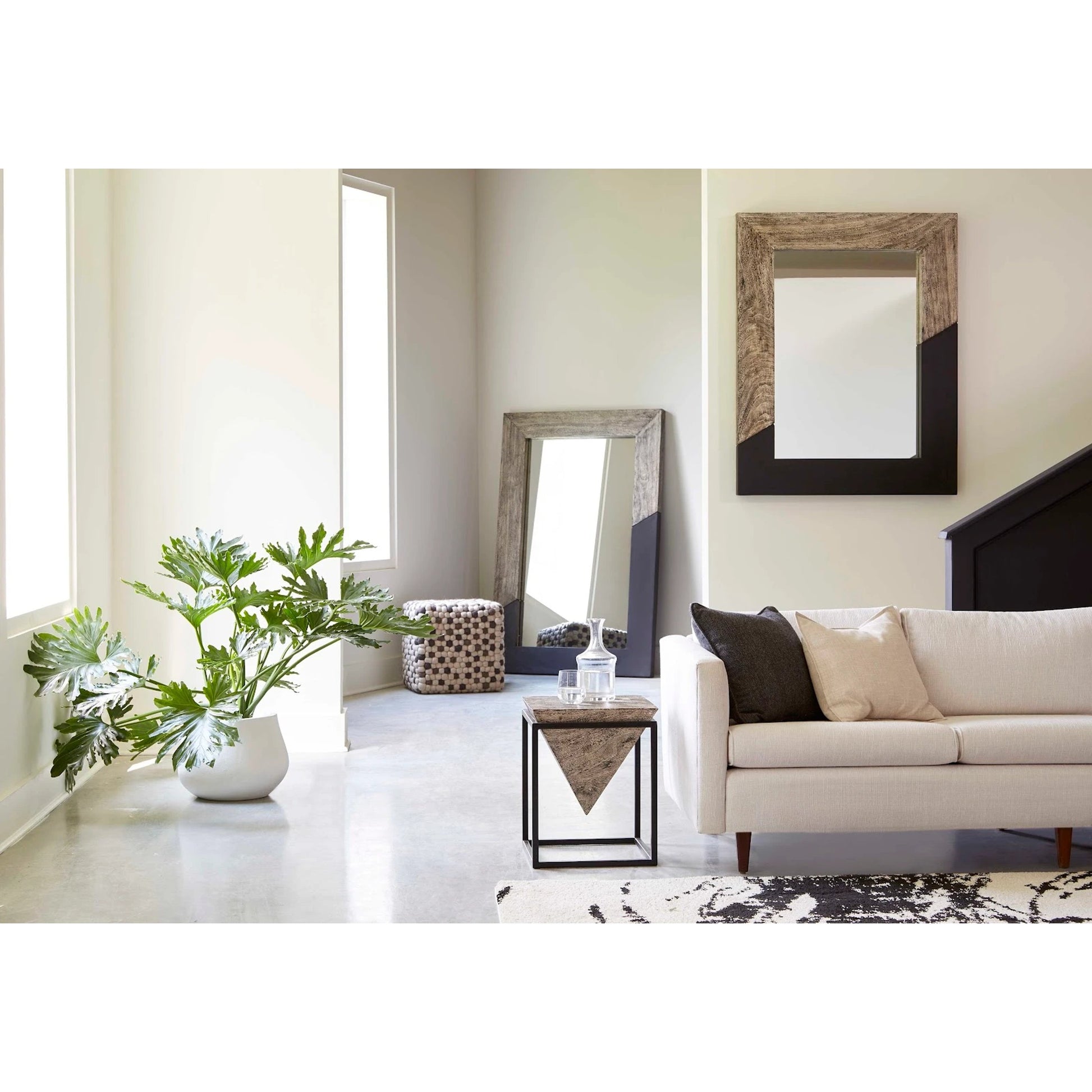 Inverted Pyramid Side Table by Phillips Collection. Made from wood, chamcha wood, metal, iron in a rustic style.