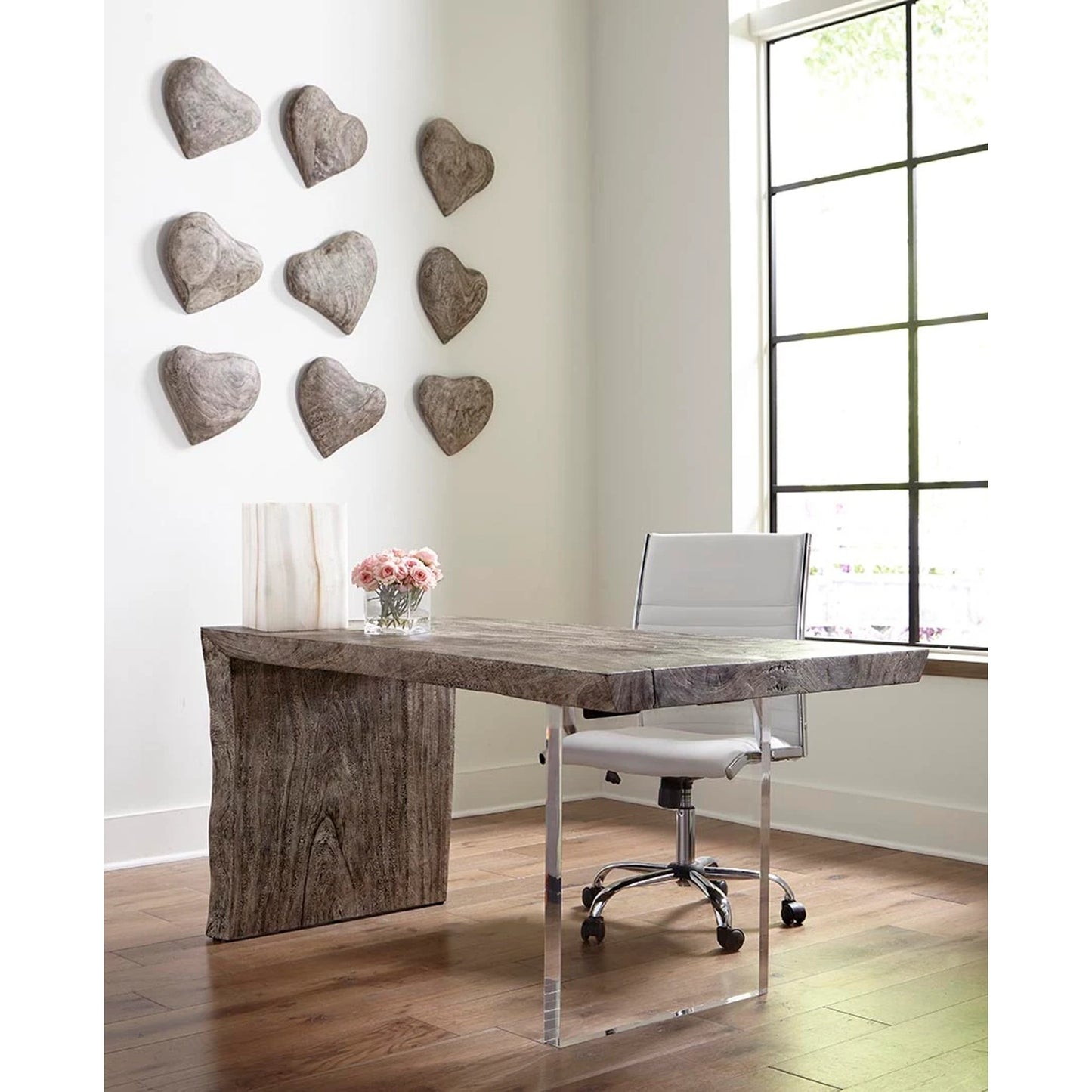 003 SR-820525 | Lifestyle | Heart Wall Tile by Phillips Collection in gray and gray stone. Made from wood in a eclectic & global style.