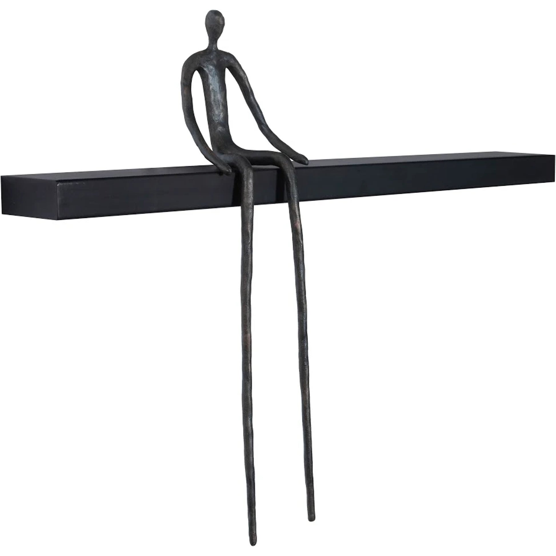 Long Moveable Sitting Man Shelf by Phillips Collection in black, gray. Made from metal, wood in a eclectic & global style.