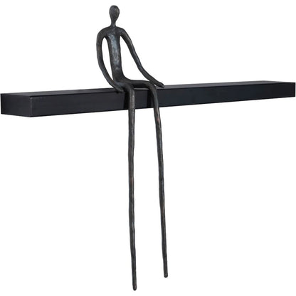 Long Moveable Sitting Man Shelf by Phillips Collection in black, gray. Made from metal, wood in a eclectic & global style.