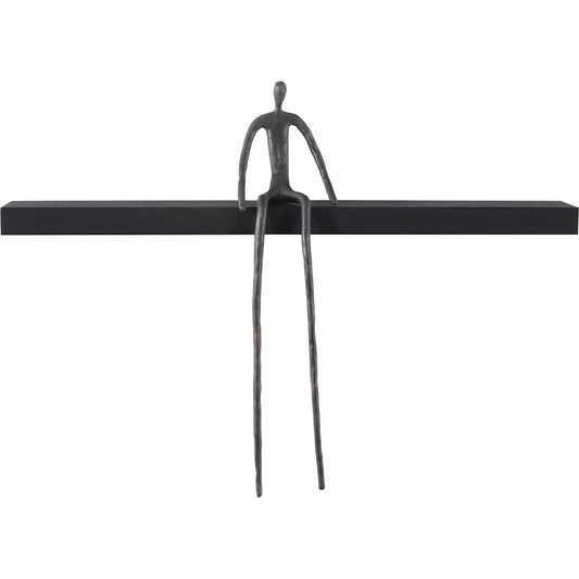 Long Moveable Sitting Man Shelf by Phillips Collection in black, gray. Made from metal, wood in a eclectic & global style.