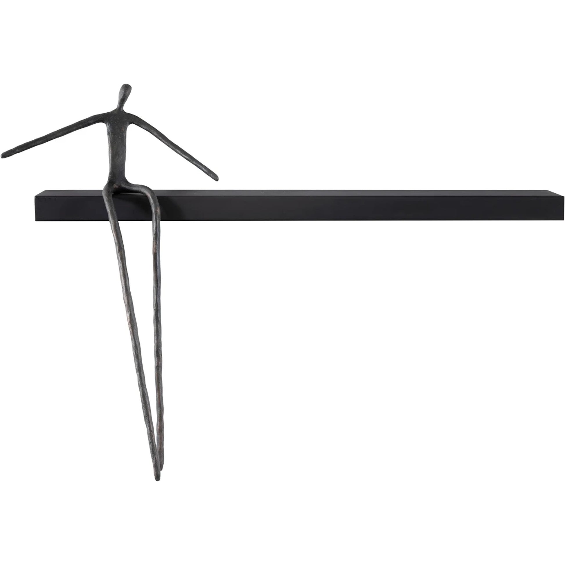 Long Moveable Leaning Man Shelf by Phillips Collection in black, gray. Made from metal, wood in a eclectic & global style.