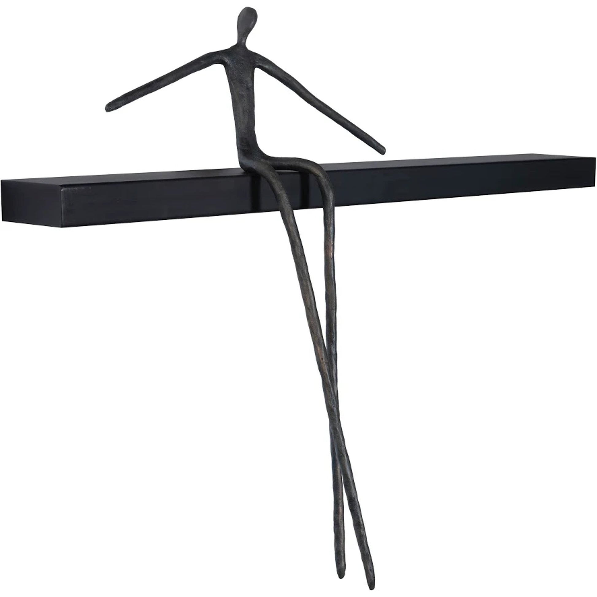 Long Moveable Leaning Man Shelf by Phillips Collection in black, gray. Made from metal, wood in a eclectic & global style.