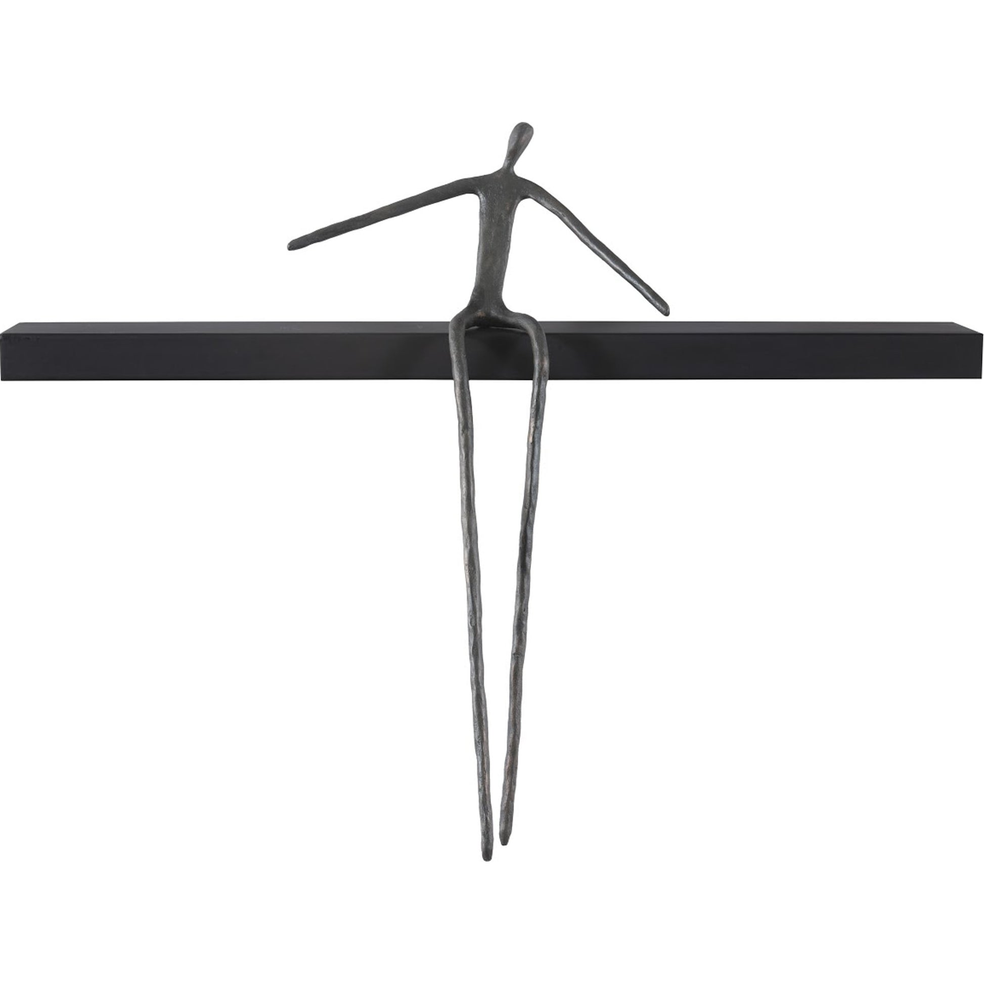 Long Moveable Leaning Man Shelf by Phillips Collection in black, gray. Made from metal, wood in a eclectic & global style.