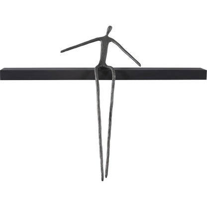 Long Moveable Leaning Man Shelf by Phillips Collection in black, gray. Made from metal, wood in a eclectic & global style.