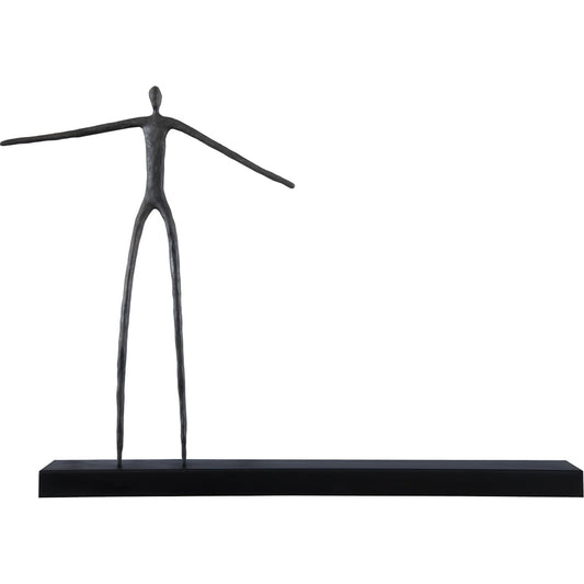 Long Moveable Standing Man Shelf by Phillips Collection in black, gray. Made from metal, wood in a eclectic & global style.