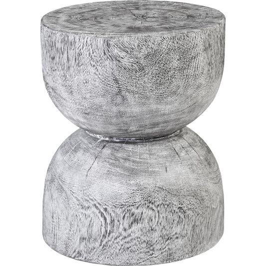 Chamcha Wood Hour Glass Side Table by Phillips Collection in gray and gray stone. Made from wood, chamcha in a eclectic & global style.
