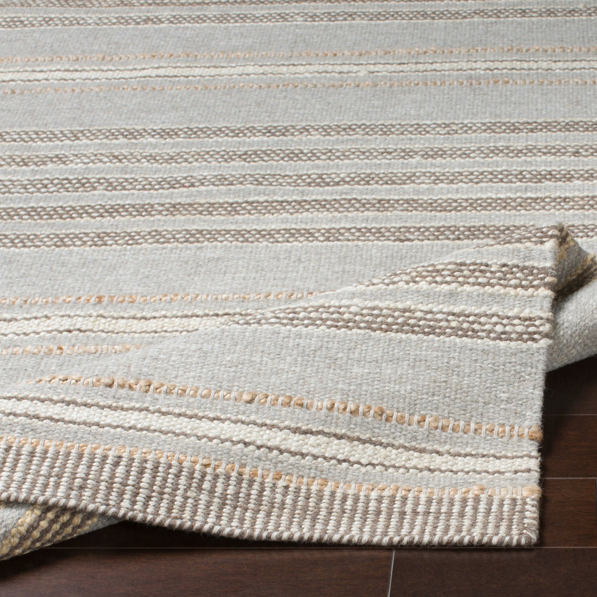 Thebes Rug - 23251 by Surya in medium gray, cream, charcoal, beige. Made from 70% wool, 30% jute in a unique style.