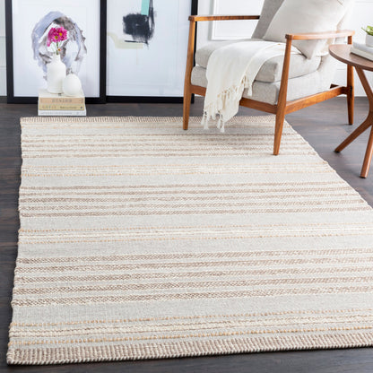 Thebes Rug - 23251 by Surya in medium gray, cream, charcoal, beige. Made from 70% wool, 30% jute in a unique style.