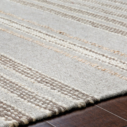Thebes Rug - 23251 by Surya in medium gray, cream, charcoal, beige. Made from 70% wool, 30% jute in a unique style.