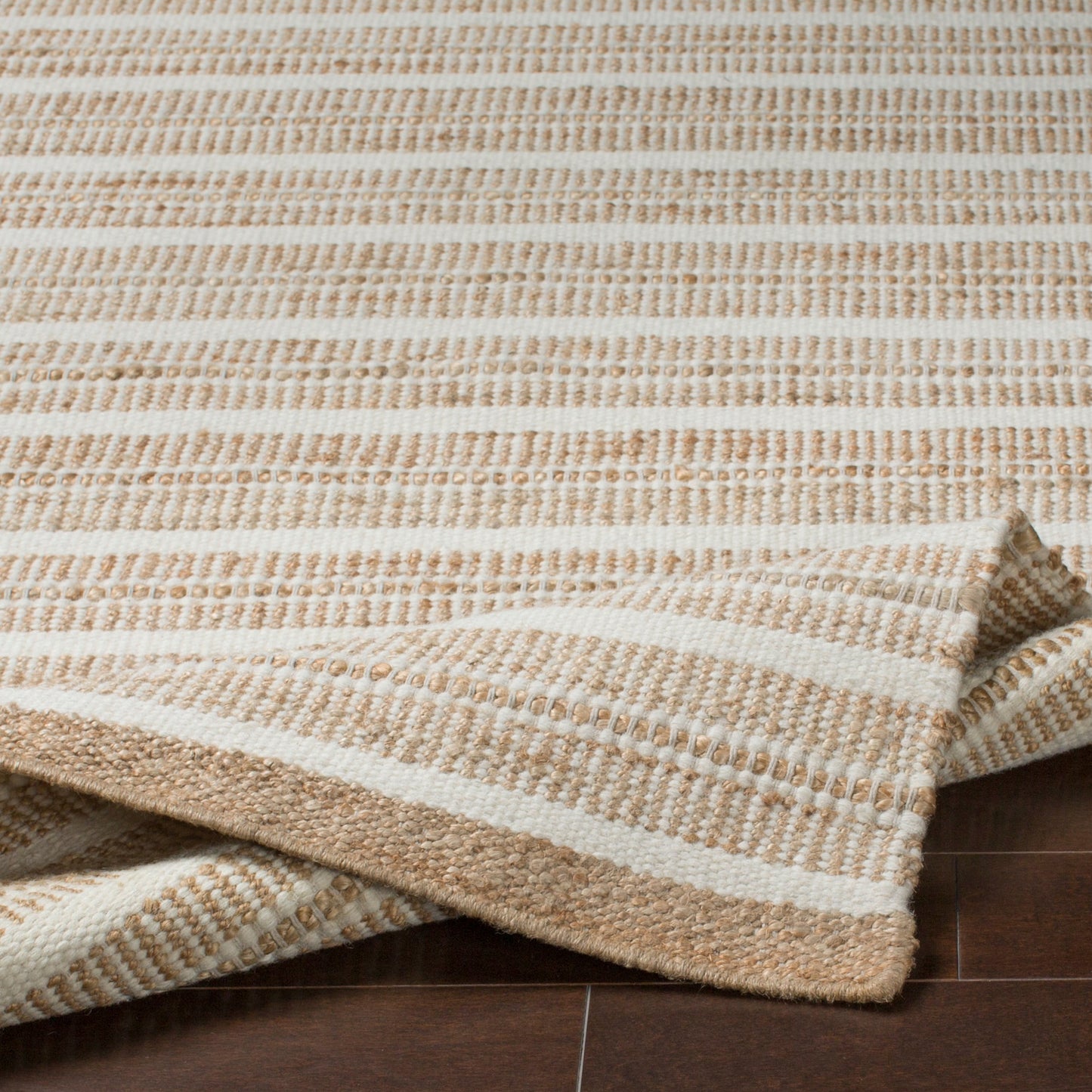 004 SR-754655 | Closeup | Thebes Rug - 23252 by Surya in beige, tan, cream. Made from 55% jute, 45% wool in a unique style.