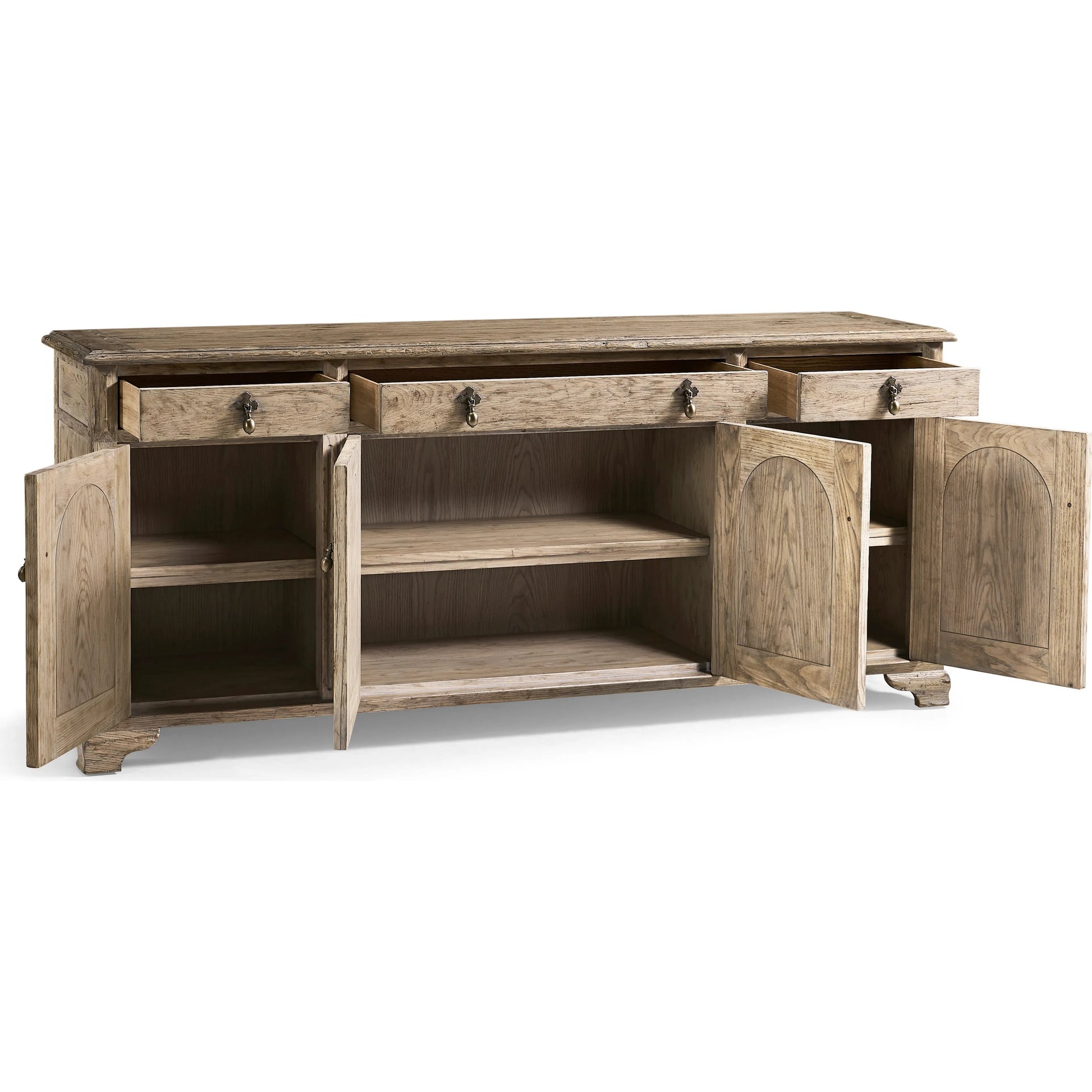 Sagehill Arched-Door Credenza by Jonathan Charles in timberon grey oak. Made from oak in a traditional style.