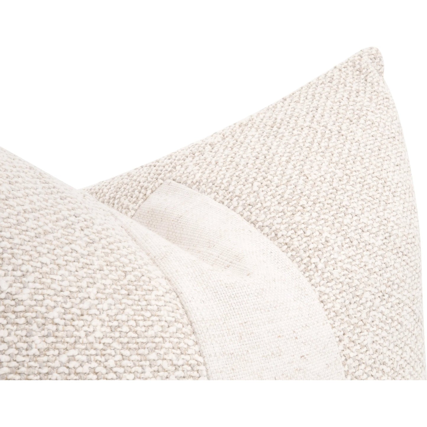 004 SI-2292657 | Closeup | The Split Decision 20" Essential Pillow (Set of 2) by Essentials For Living. Made from 96% polyester - 4% acrylic fabric, top grain leather, down in a modern style.