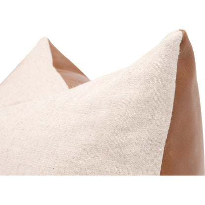 The Better Together 22" Essential Pillow (Set of 2) by Essentials For Living in whiskey brown top grain leather, jute. Made from top grain leather, 70% viscose - 30% linen, down feather in a modern style.