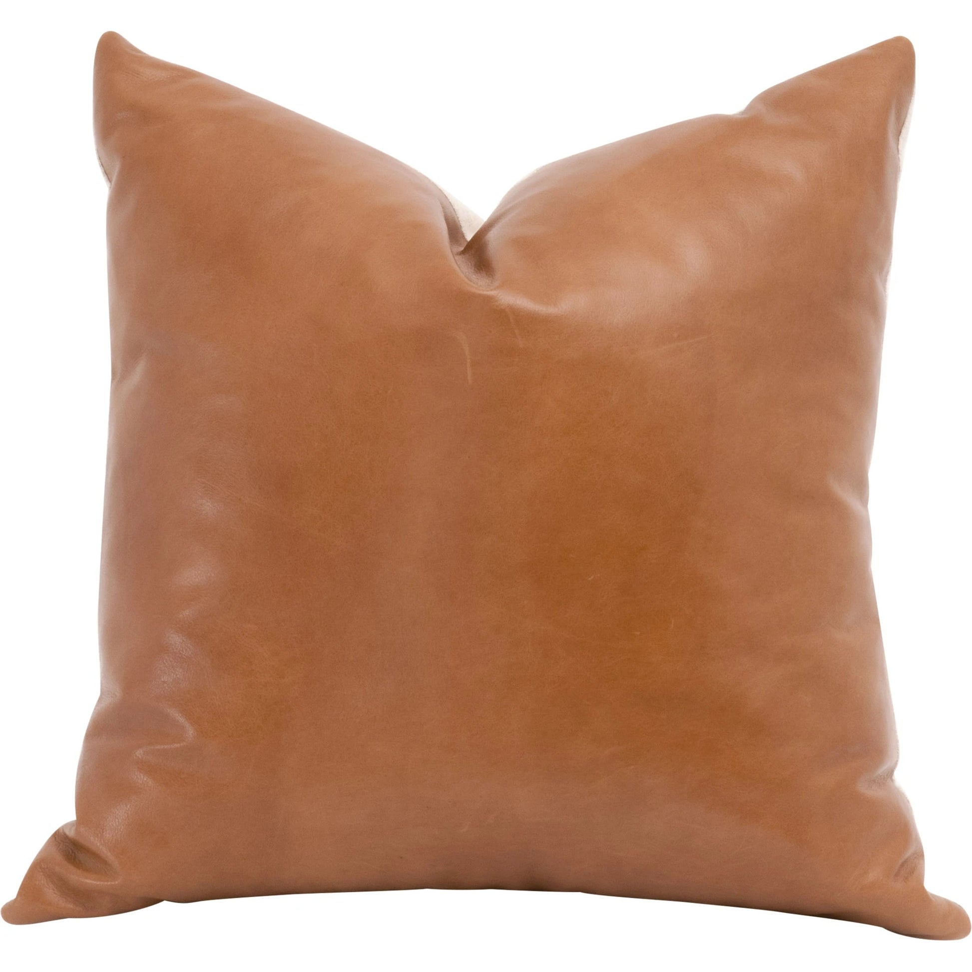 The Better Together 22" Essential Pillow (Set of 2) by Essentials For Living in whiskey brown top grain leather, jute. Made from top grain leather, 70% viscose - 30% linen, down feather in a modern style.