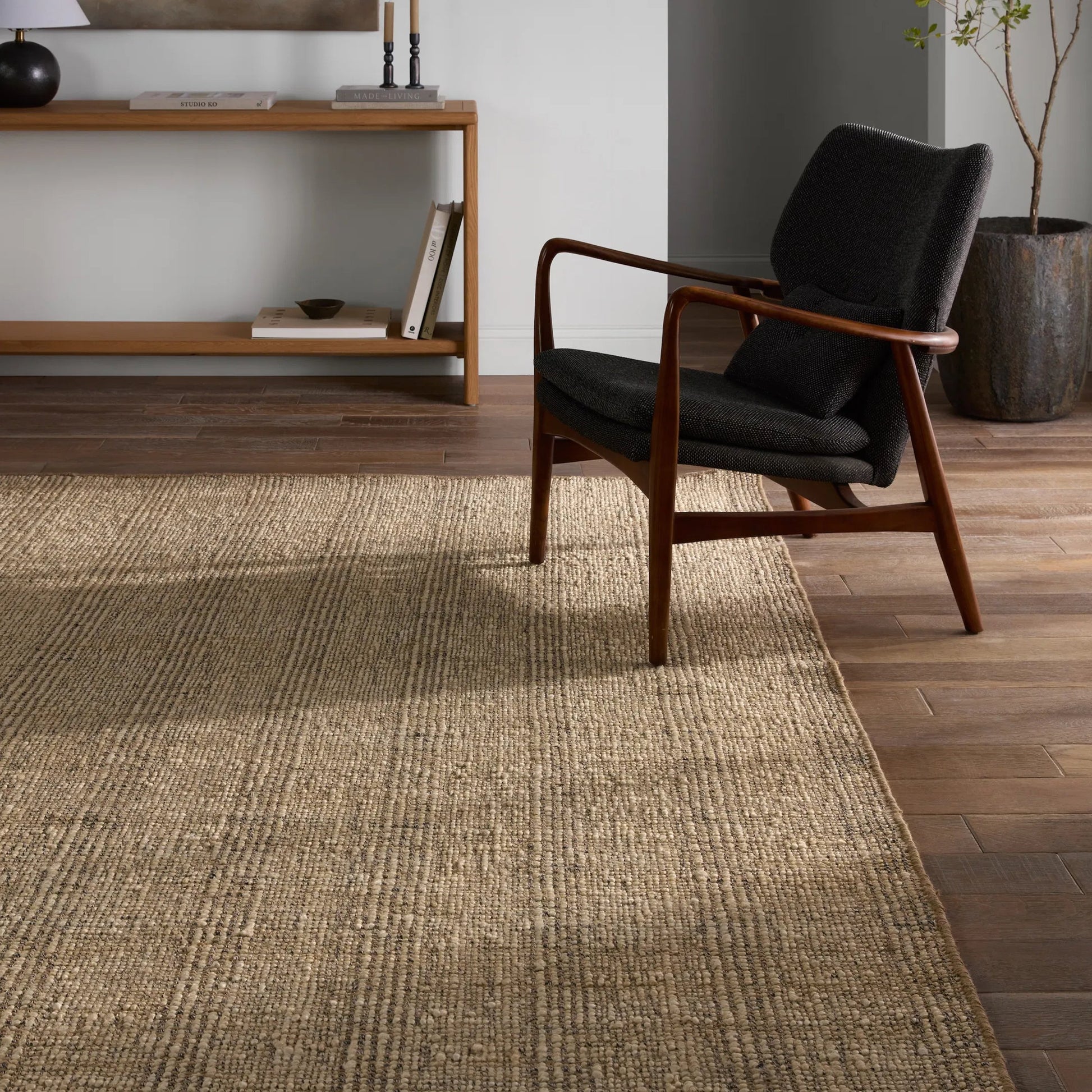 Thatcher Almaz Rug by Jaipur Living in tan. Made from 80% jute, 20% cotton in a unique style.