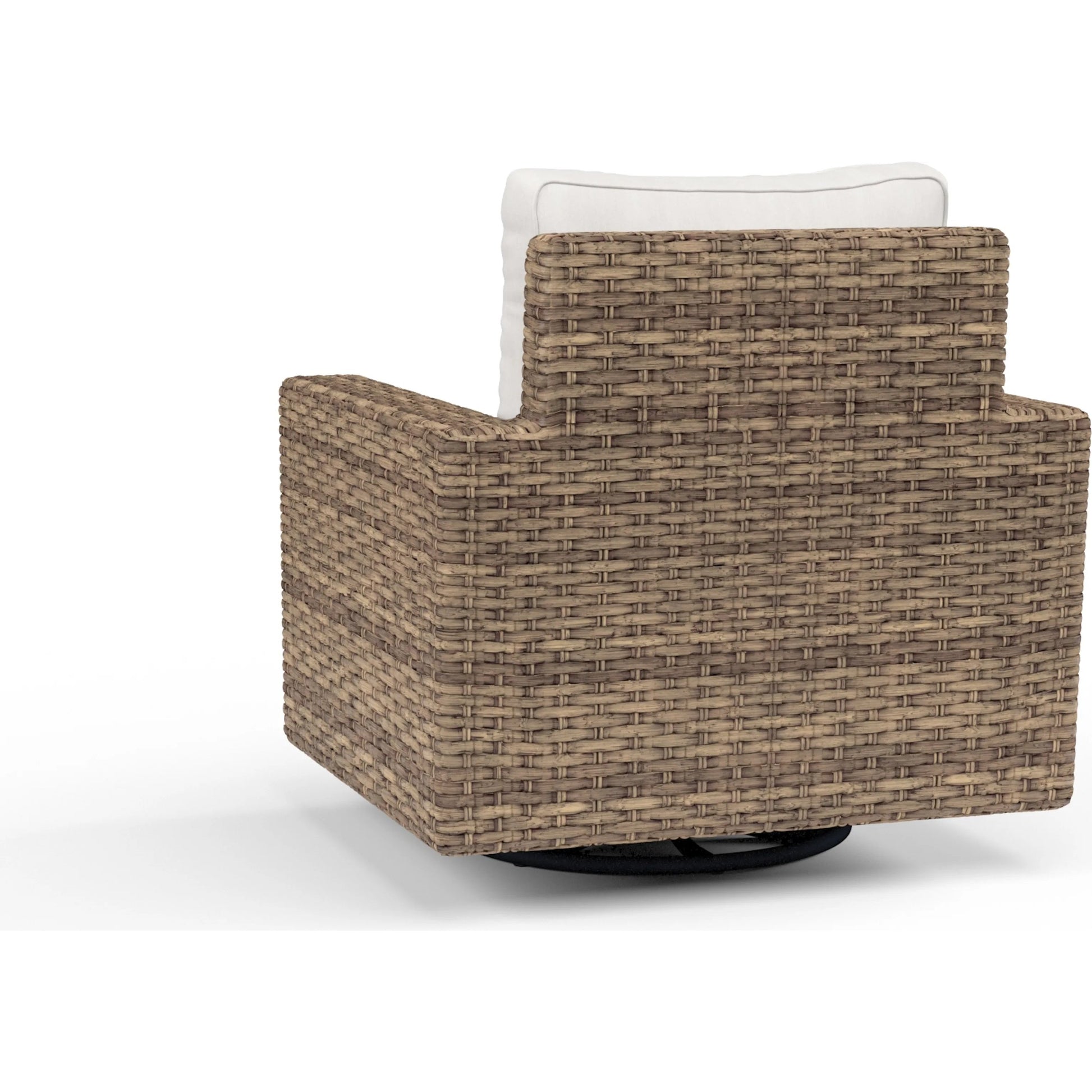 Havana Outdoor Swivel Club Chair by Sunset West in tobacco. Made from resin wicker in a modern style.