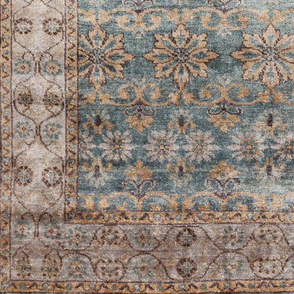 Theodora Rug - 12937 by Surya in teal, charcoal, wheat, light gray. Made from 100% bamboo silk in a unique style.