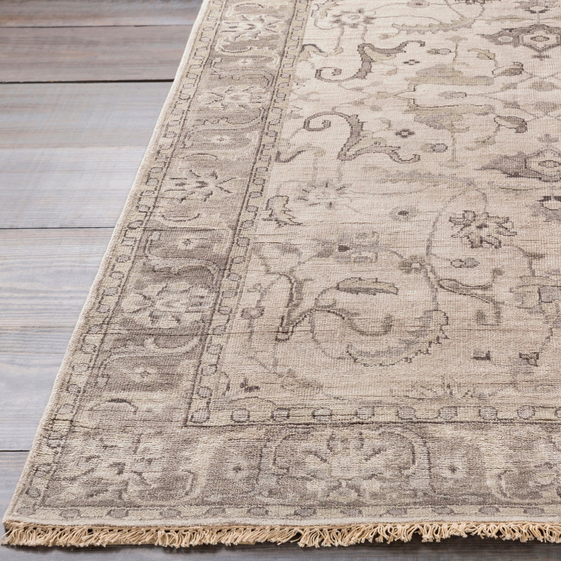 Theodora Rug - 12938 by Surya in gray, light brown, dark brown, light gray. Made from unique in a unique style.