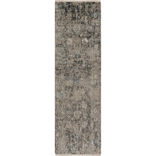 Theodora THO-3011 Rug by Surya in charcoal, ice blue, gray, medium gray, light gray, black. Made from 100% viscose in a unique style.
