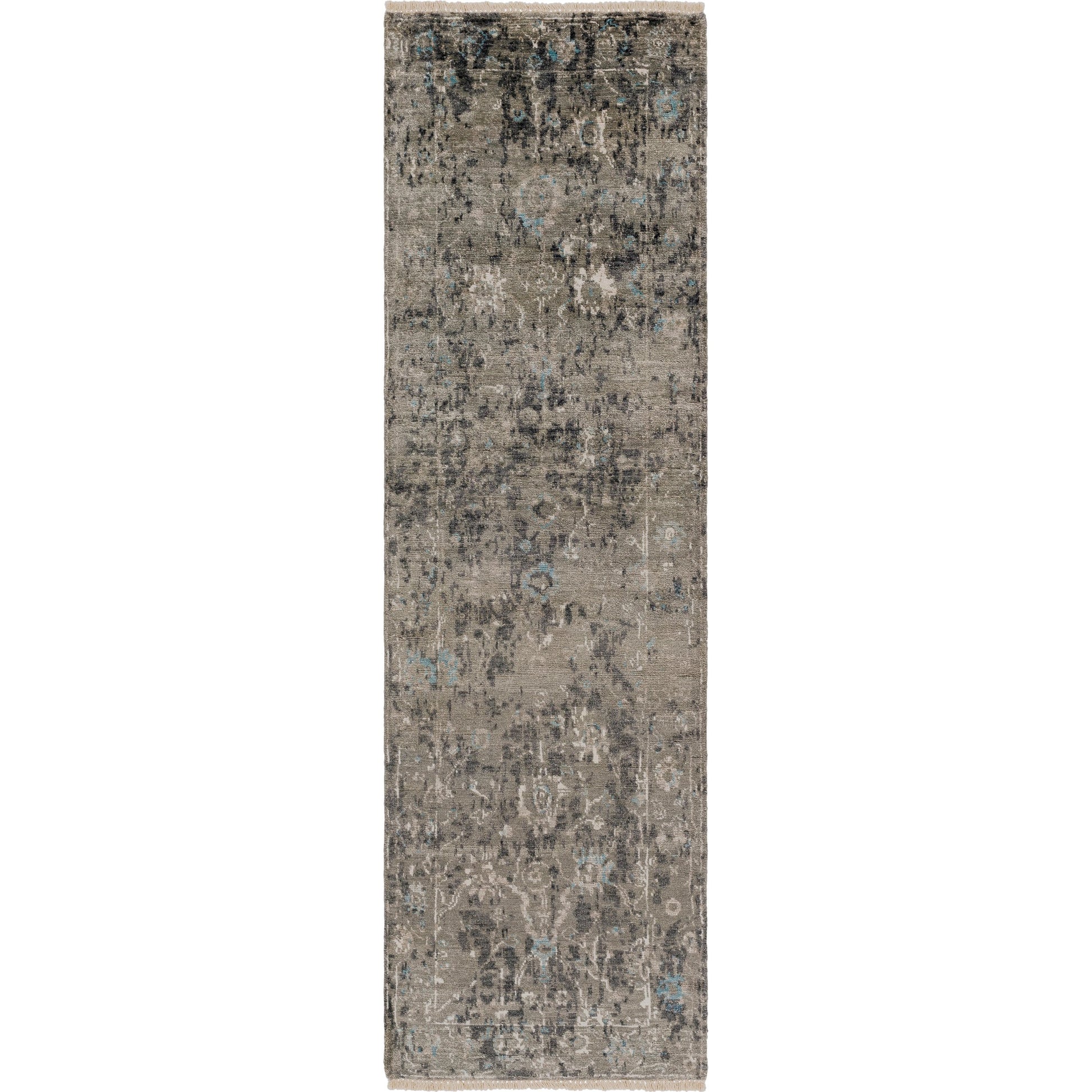 Theodora Rug - 30279 by Surya in charcoal, ice blue, gray, medium gray, light gray, black. Made from 100% viscose in a unique style.