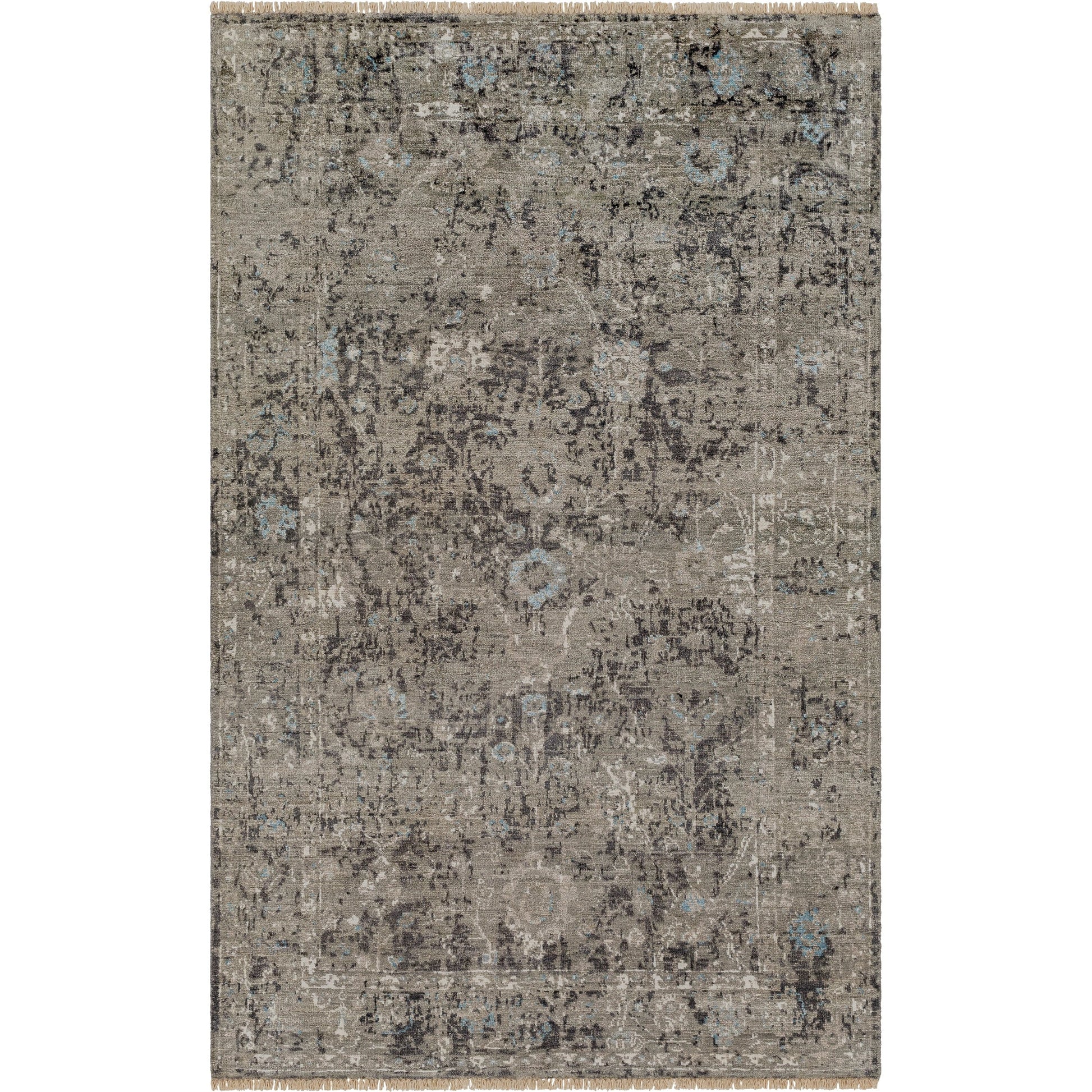 Theodora Rug - 30279 by Surya in charcoal, ice blue, gray, medium gray, light gray, black. Made from 100% viscose in a unique style.