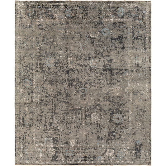 Theodora THO-3011 Rug by Surya in charcoal, ice blue, gray, medium gray, light gray, black. Made from 100% viscose in a unique style.