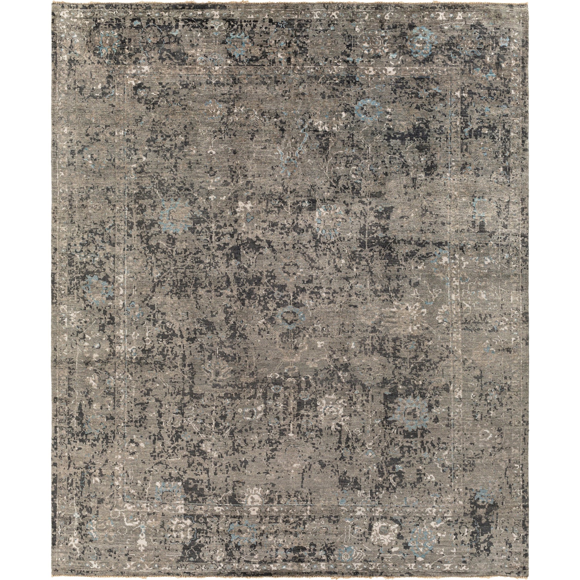 Theodora Rug - 30279 by Surya in charcoal, ice blue, gray, medium gray, light gray, black. Made from 100% viscose in a unique style.