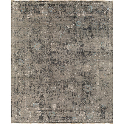Theodora Rug - 30279 by Surya in charcoal, ice blue, gray, medium gray, light gray, black. Made from 100% viscose in a unique style.