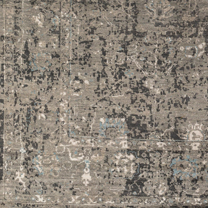 Theodora Rug - 30279 by Surya in charcoal, ice blue, gray, medium gray, light gray, black. Made from 100% viscose in a unique style.