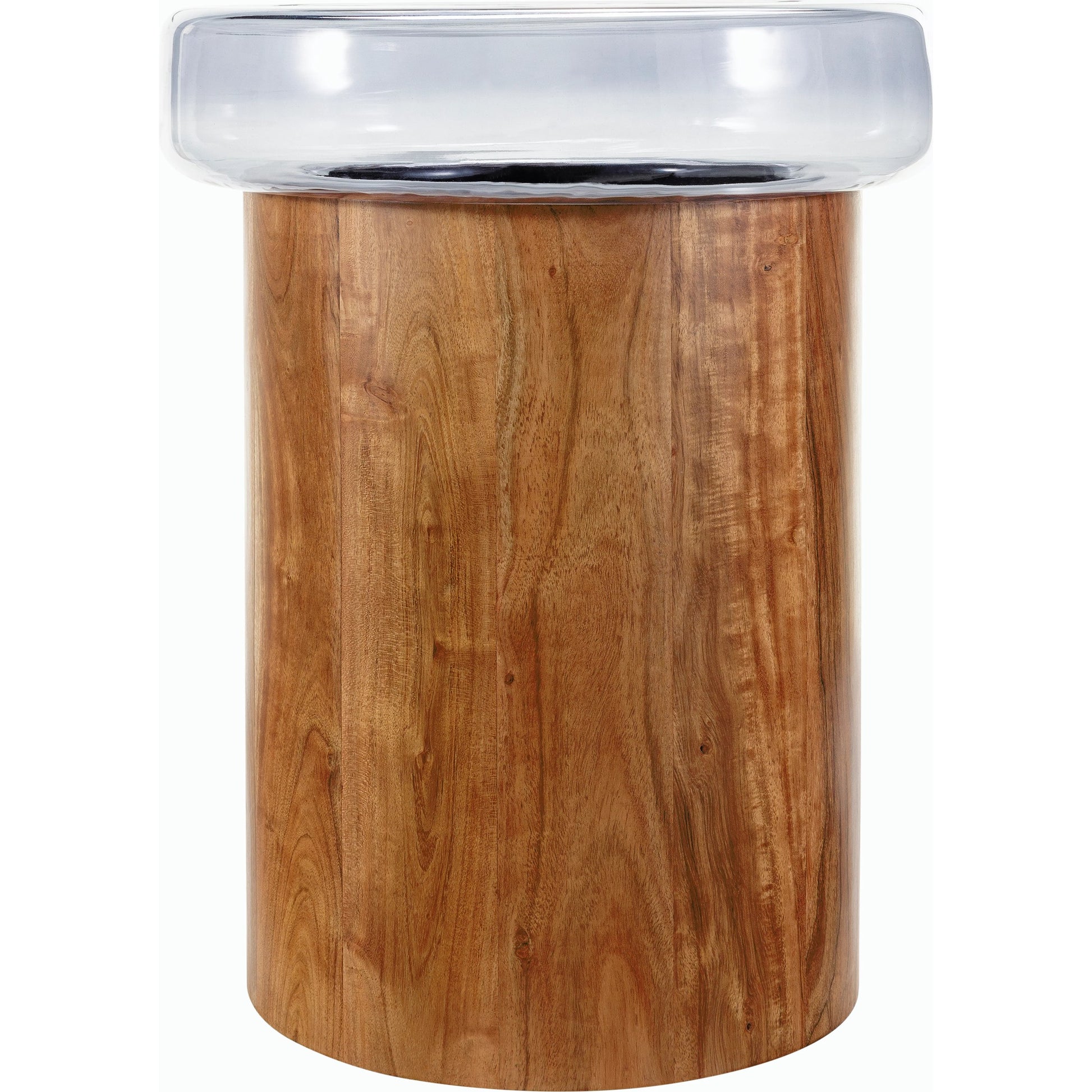 Thorpe End Table by Surya in natural. Made from top: glass, base: acacia in a modern style.