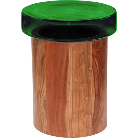 Thorpe End Table by Surya in natural. Made from top: glass, base: acacia in a modern style.